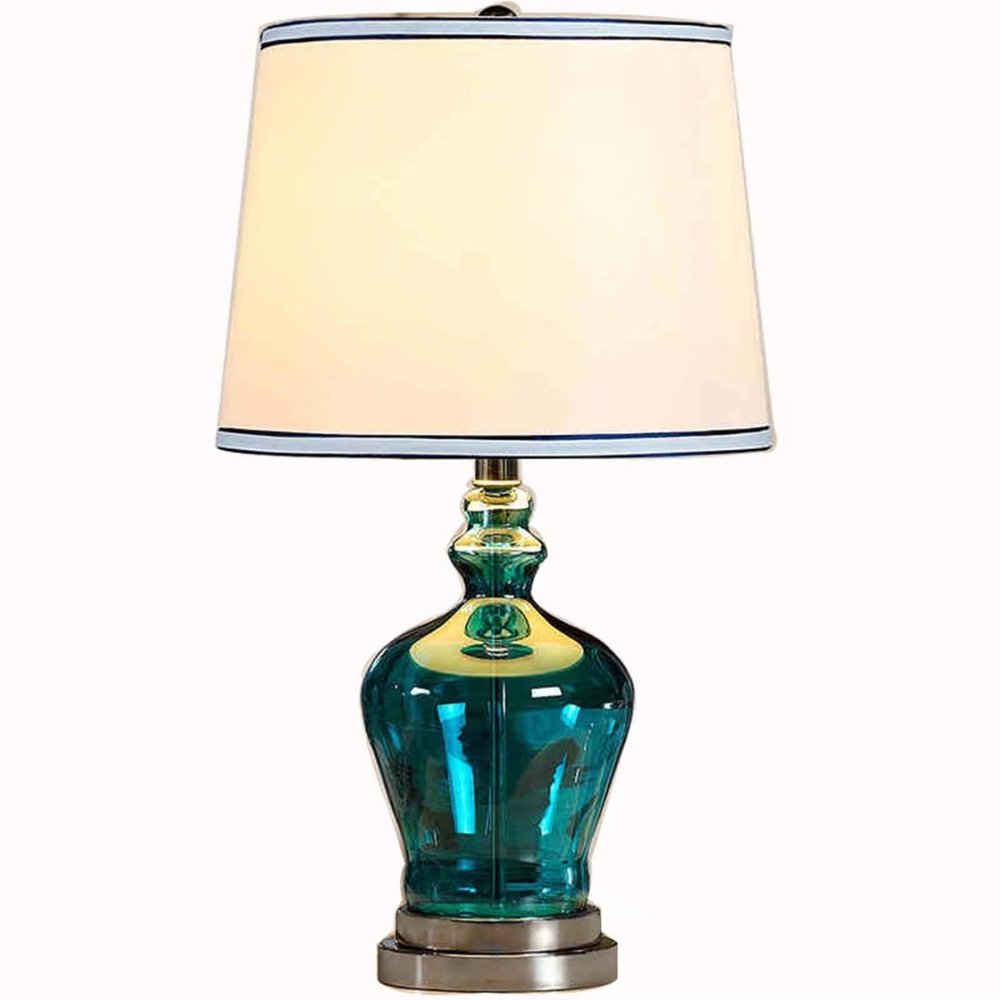 LIN XIAO HAO mayu Table Lamp with Switch Bedroom Bedside Lamp Simple Fashion Hotel Glass & Cloth Shade Desk Lamp