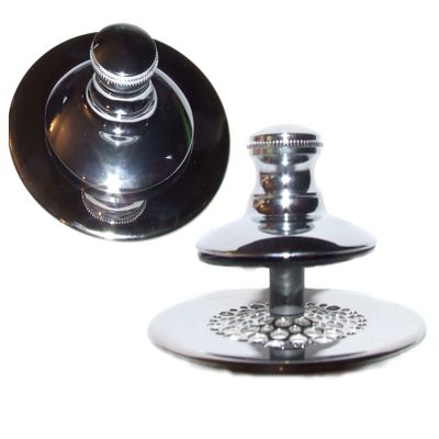 WATCO MANUFACTURING 48750-PP-CP-G Push Pull Retrofit Bathtub Stopper with Grid Strainer, Chrome-Plated