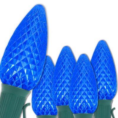 Wintergreen Lighting 25 C9 OptiCore LED Commercial Outdoor Christmas Lights Heavy Duty Christmas String Lights; Green Wire (25 ft, Blue)