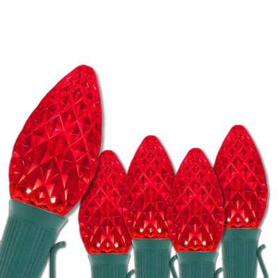 Wintergreen Lighting Set of 25 C7 OptiCore Commercial Red Christmas Lights - LED Heavy Duty Bulbs for Holiday, Valentine's Day, Party, Bedroom on 18 Gauge Green Wire (25 ft)