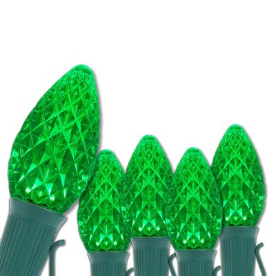 Wintergreen Lighting 100 ft C7 OptiCore Green Commercial Christmas Lights, 100 Lights - for Outdoor Holiday St. Patrick's Day Party; Green Wire