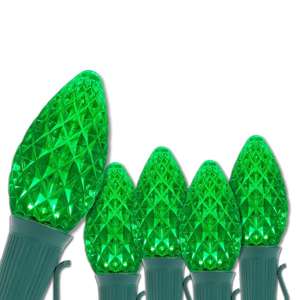 Wintergreen Lighting 100 ft C7 OptiCore Green Commercial Christmas Lights, 100 Lights - for Outdoor Holiday St. Patrick's Day Party; Green Wire