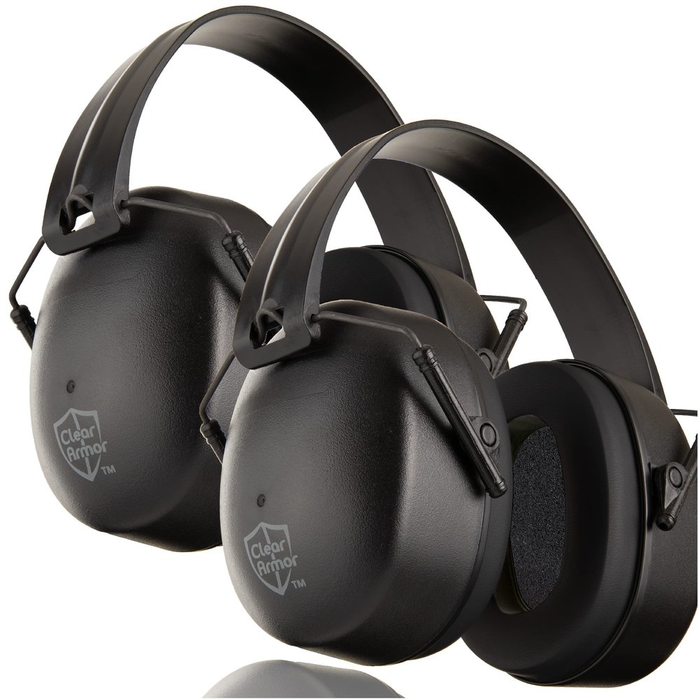 ClearArmor 2 Pack - Safety Shooting Ear Muffs Hearing Ear Protection - 31.5 dB SNR Noise Reduction - Comfortable Earmuffs that Work for Hunting, Gun Range, Mowing