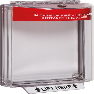 Safety Technology International, Inc. STI-13010FR Universal Stopper, Flush Mount and Fire label, Indoor/Outdoor Protective Polycarbonate Cover for Pull Stations or Call Points, Red