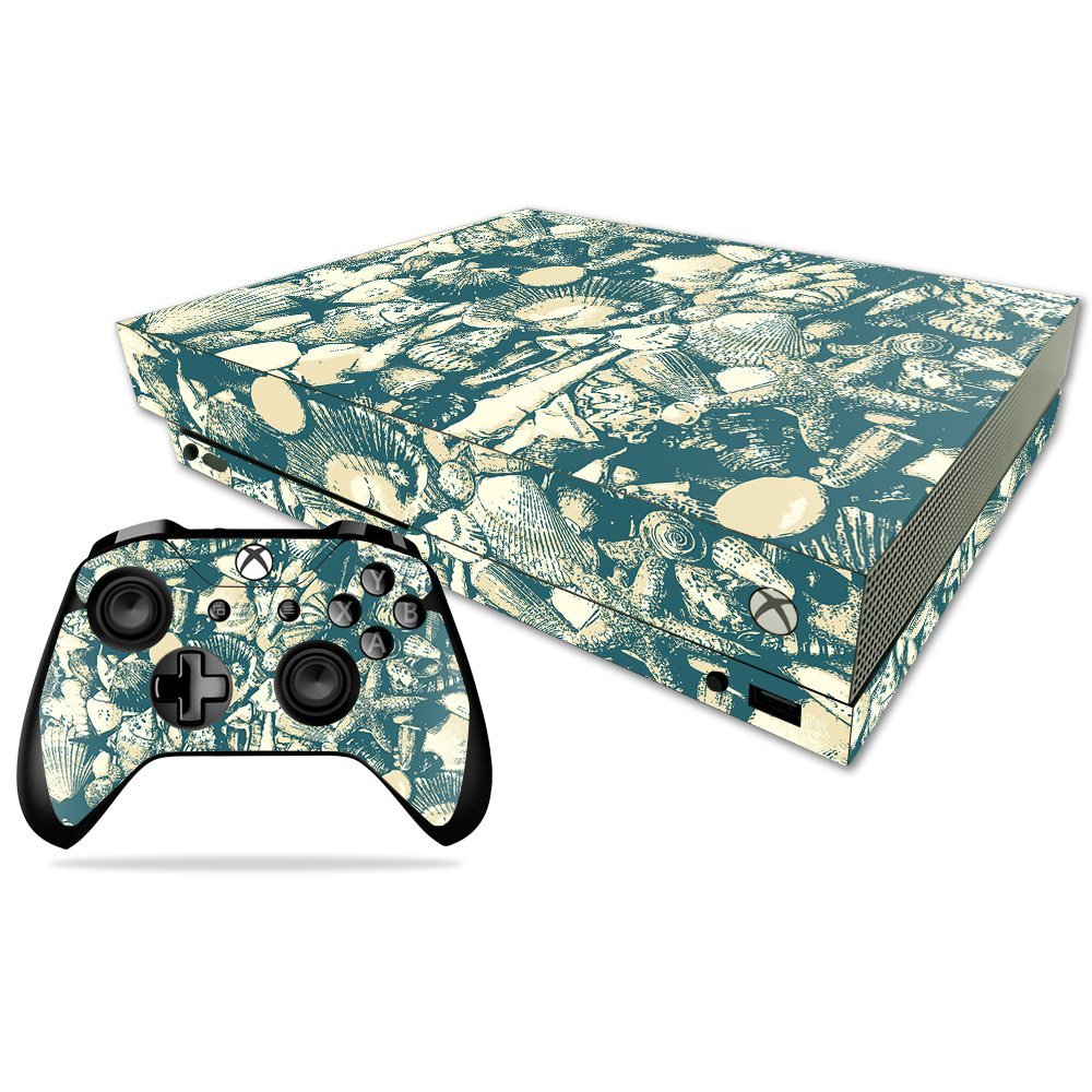 MightySkins Skin Compatible with Xbox One X Combo - Tan Seashells | Protective, Durable, and Unique Vinyl Decal wrap Cover | Easy to Apply, Remove, and Change Styles | Made in The USA