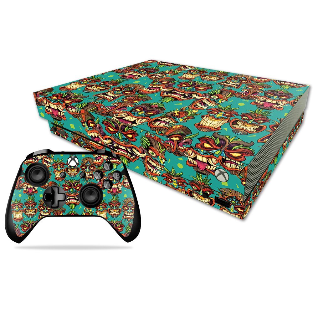 MightySkins Skin Compatible with Microsoft Xbox One X - Crazy Tikis | Protective, Durable, and Unique Vinyl Decal wrap Cover | Easy to Apply, Remove, and Change Styles | Made in The USA
