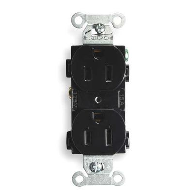 Receptacle, Duplex, 15A, 5-15R, 125V, Black