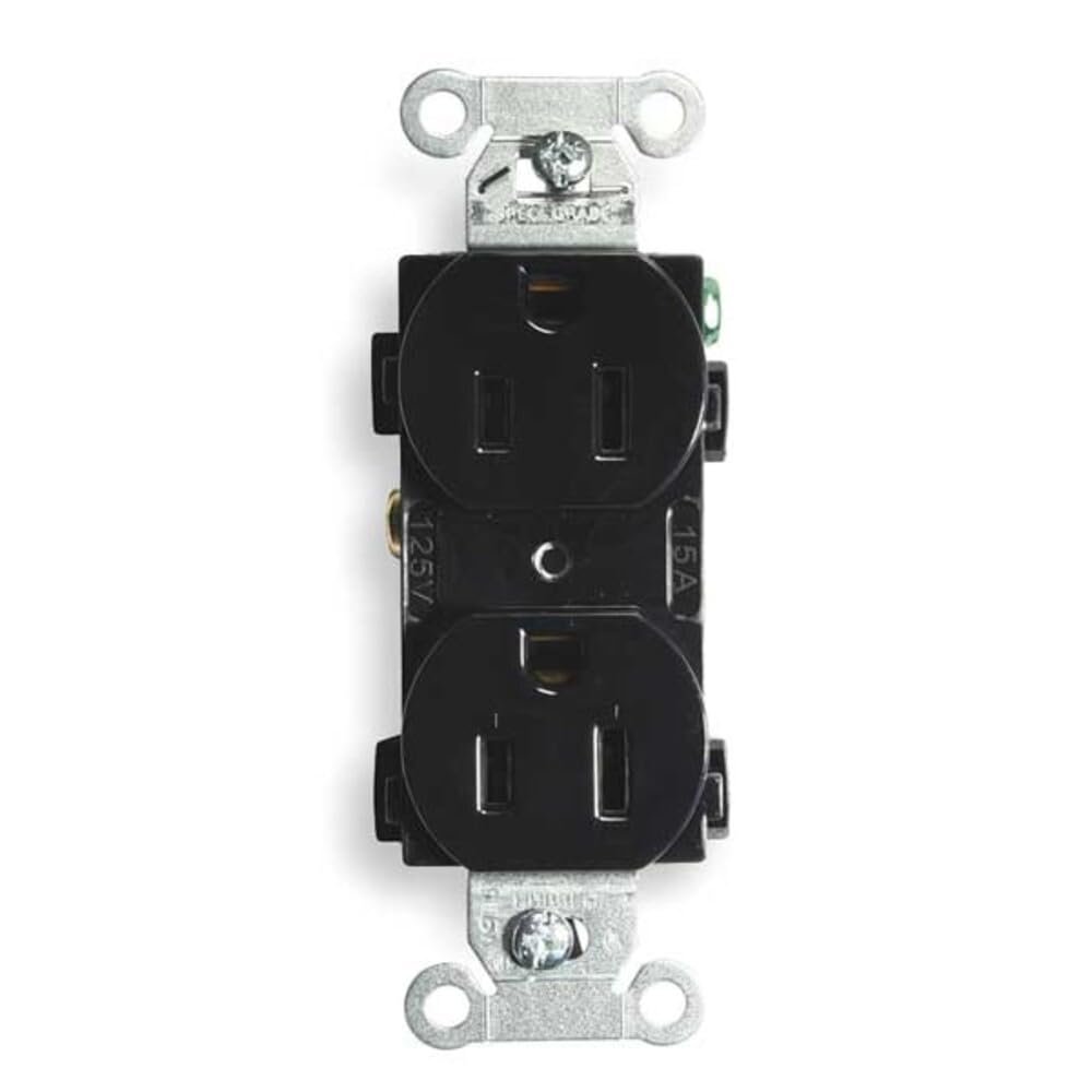 Receptacle, Duplex, 15A, 5-15R, 125V, Black