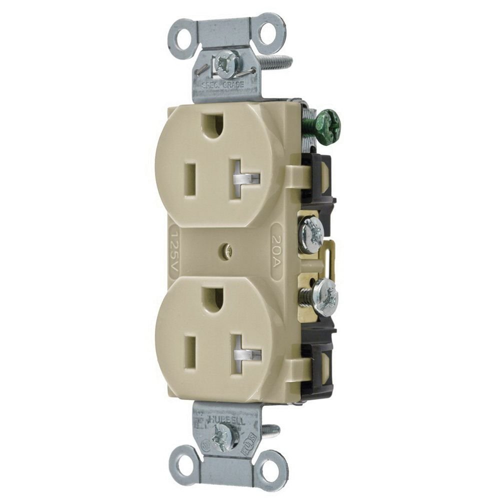 Receptacle, Duplex, 20A, 5-20R, 125V, Ivory
