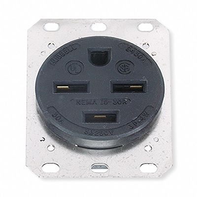 Receptacle, Single, 30A, 15-30R, 250V, Black