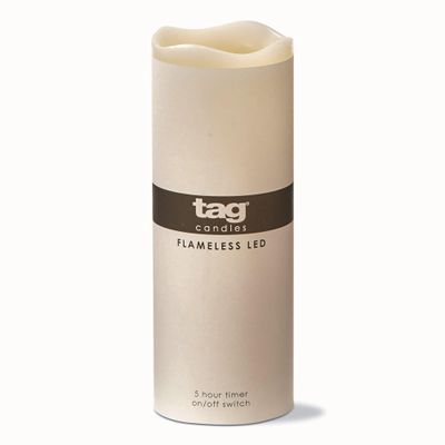 tag 3X8 Light-Up Led Pillar Candle with 5 Hour Timer Flameless Dripless Reusable for Home Decor Wedding Parties 3x8 Beige