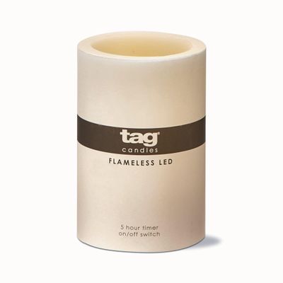 tag 4X6 Light-Up Led Pillar Candle 4x6 Beige