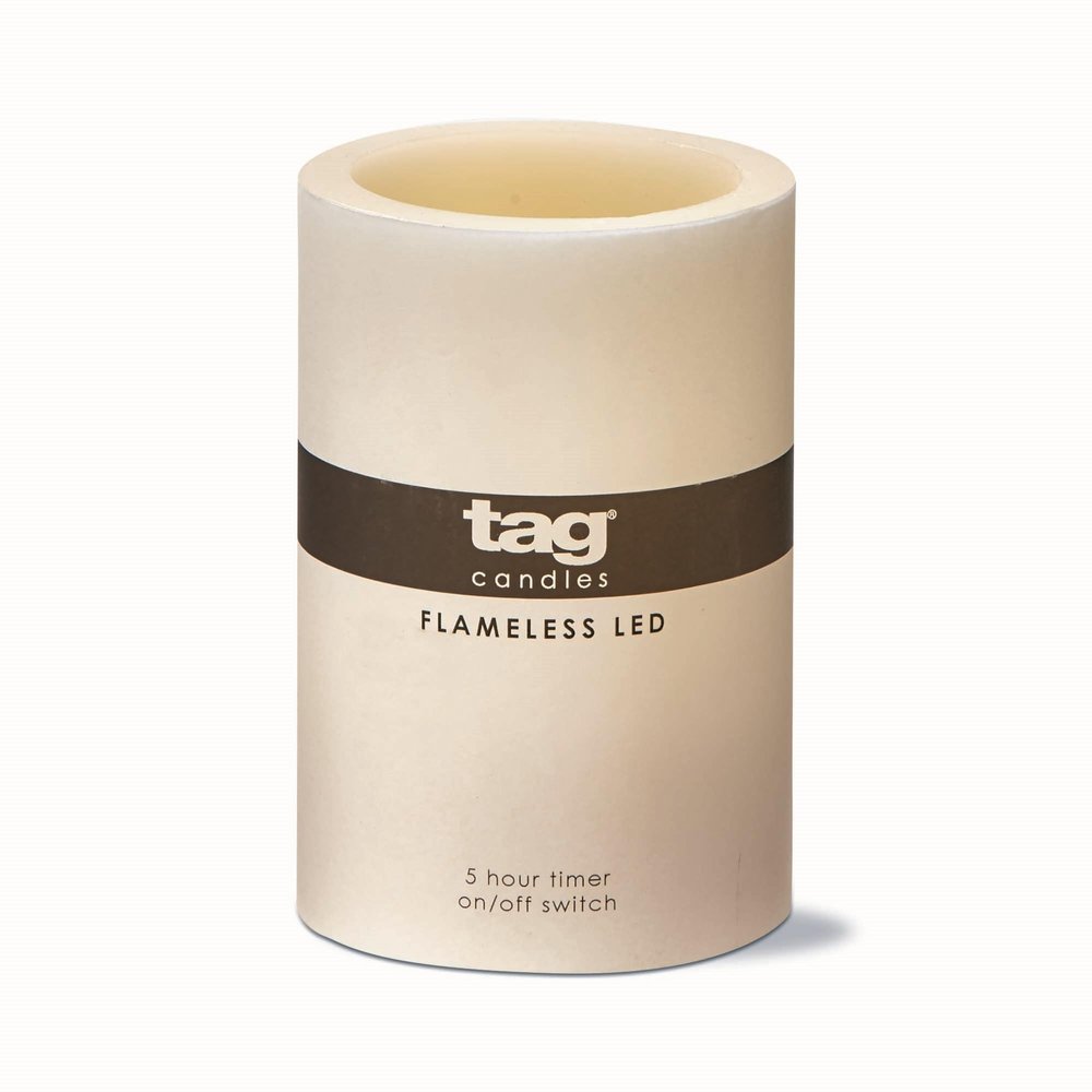 tag 4X6 Light-Up Led Pillar Candle 4x6 Beige