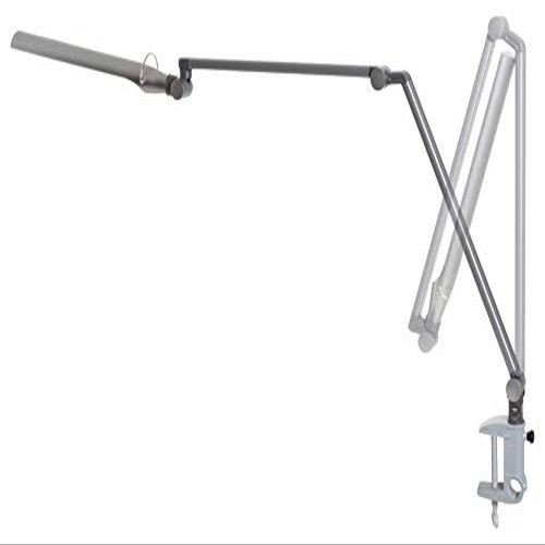 Softech - Natural Ultra Bright Light LED Lamp with swiveling Head & Clamp Type (3 Lighting Modes, 5-Level Dimmer, Touch-Sensitive Control Panel, USB Charging Port, Mobile Device Charger) (Silver)