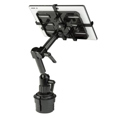 Mount-It! Premium Cup Holder Tablet Mount for Cars, Trucks, SUVs - Commercial Tablet ELD Mount - Heavy Duty Carbon Fiber Full Motion Arms, Adjustable Base, Universal Bracket Fits iPad and Samsung