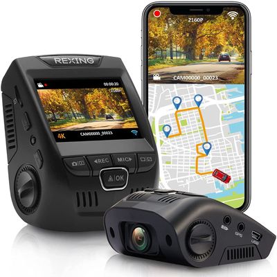 Rexing V1GW-4K Ultra HD Car Dash Cam w/Built-in GPS Logger, 2.4" LCD Screen,Wi-Fi,170 Wide Angle Dashboard Camera Recorder with G-Sensor, WDR, Loop Recording, Supercapacitor, Mobile App, up to 256GB
