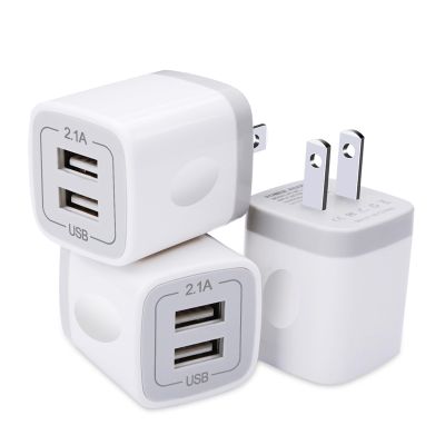 USB Plug, USB Wall Charger 3 Pack, GiGreen Dual Port Electrical Plug Outlet