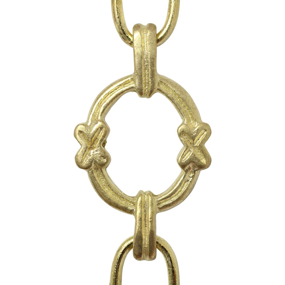 RCH Hardware CH-05-AD Decorative Acid Dipped Solid Brass Chain for Hanging, Lighting - Large Round Welded Links with x Design (1 Foot), Acid Dipped