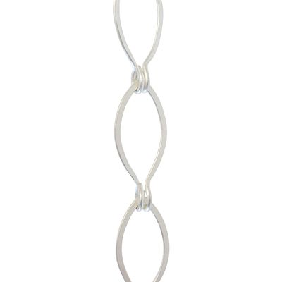 RCH Hardware Decorative Matte Silver Solid Brass Chain for Hanging, Lighting - Sleek Ovals and Unwelded Links (1 Foot)