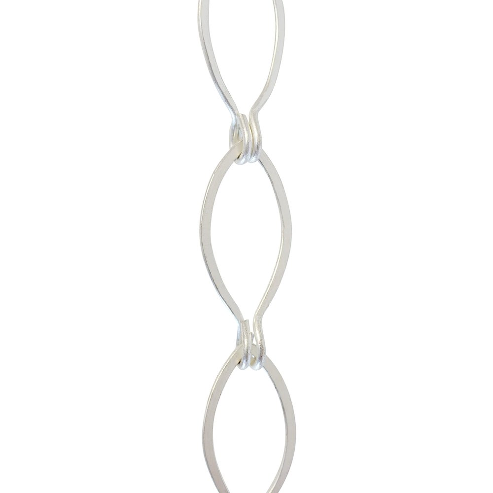 RCH Hardware Decorative Matte Silver Solid Brass Chain for Hanging, Lighting - Sleek Ovals and Unwelded Links (1 Foot)