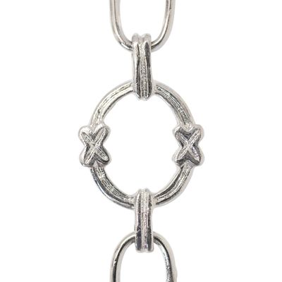 RCH Hardware CH-05-PN Decorative Polished Nickel Solid Brass Chain for Hanging, Lighting - Large Round Welded Links with x Design (1 Foot), Polished Nickel