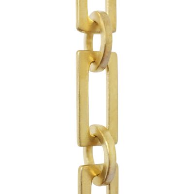 RCH Hardware Decorative Acid Dipped Solid Brass Chain for Hanging, Lighting - Rectangular Square Edge with Circular Connecting Rings and Unwelded Links (1 Foot)