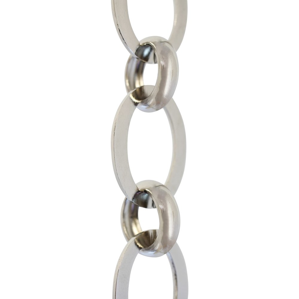 RCH Hardware Decorative Polished Nickel Solid Brass Chain for Hanging, Lighting - Ovals with Circular Connecting Rings and Unwelded Links (1 Foot)