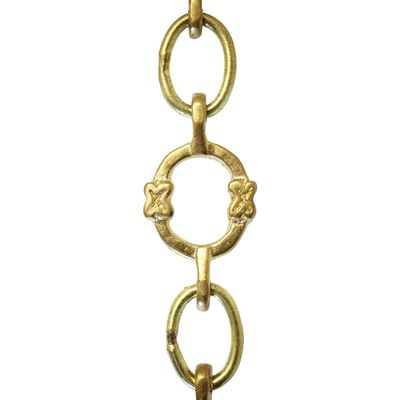 RCH Hardware Decorative Acid Dipped Solid Brass Chain for Hanging, Lighting - Small Round Unwelded Links with X Design (1 Foot)
