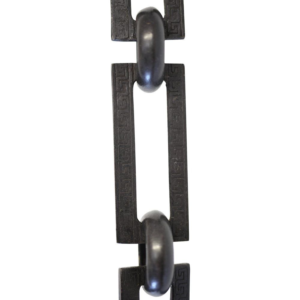 RCH Hardware Decorative Oil Bronzed Black Solid Brass Chain for Hanging, Lighting - Rectangles with Greek Key Design and Unwelded Links (1 Foot)