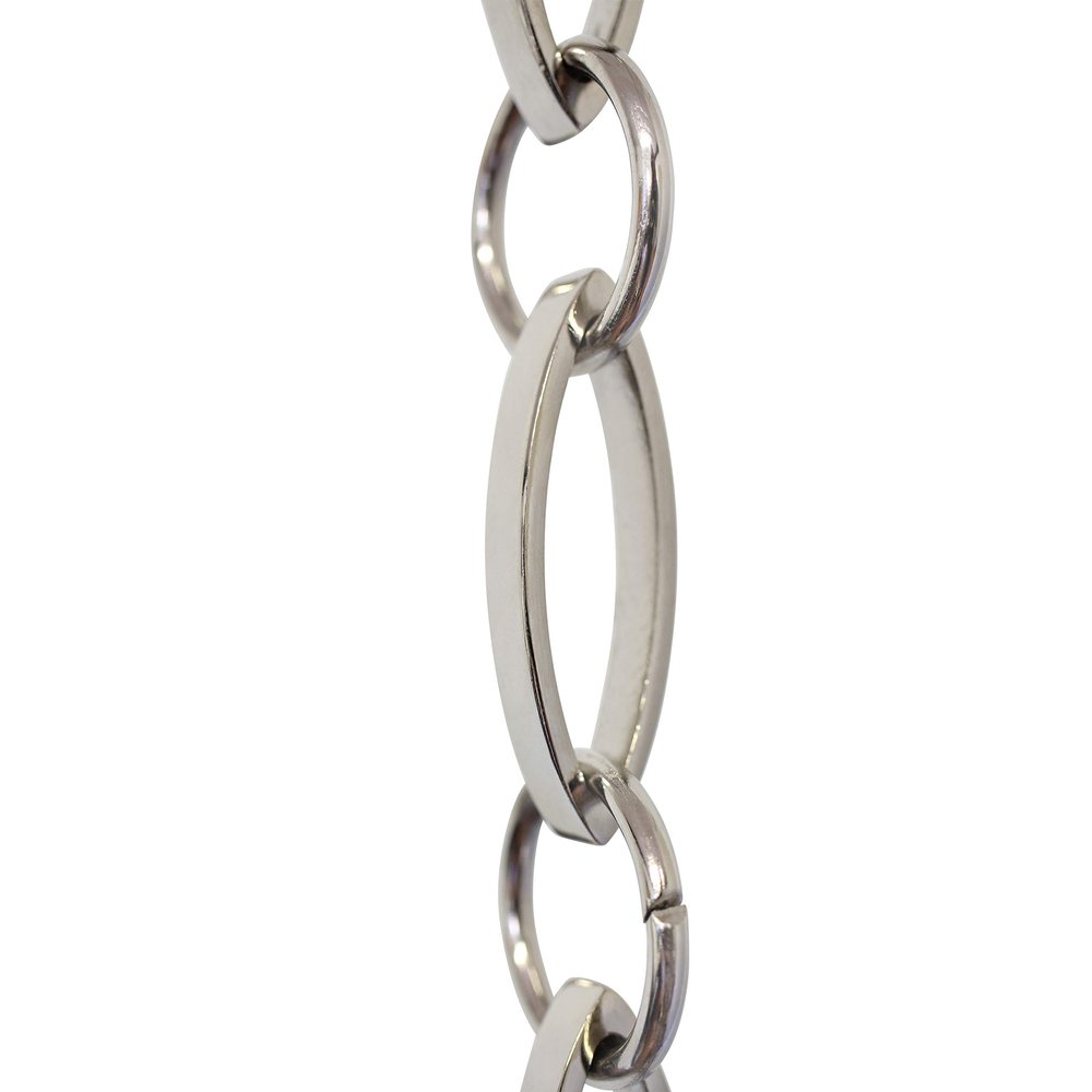 RCH Hardware CH-26-PN Decorative Polished Nickel Solid Brass Chain for Hanging, Lighting - Oval Unwelded Links (1 Foot)