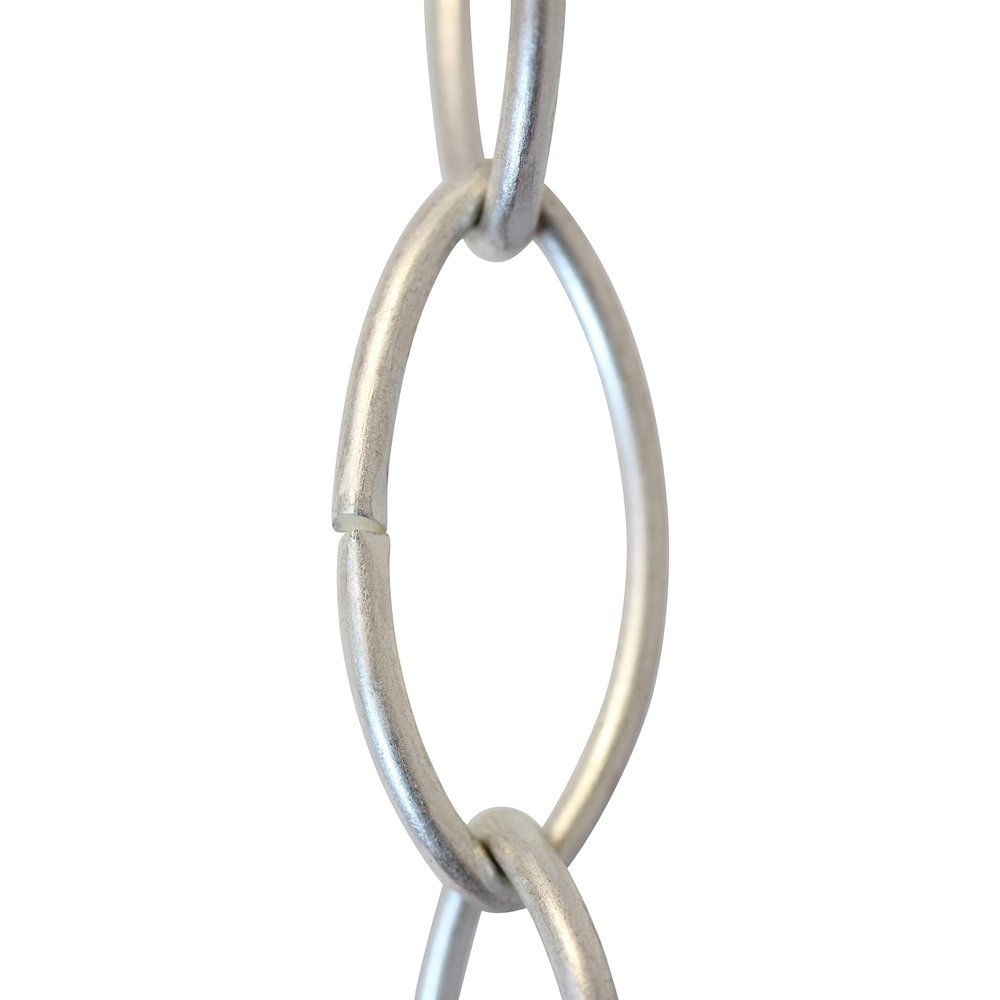 RCH Hardware CH-43-MS Decorative Matte Silver Solid Brass Chain for Hanging, Lighting - Large Oval Wire Unwelded Links (1 Foot)