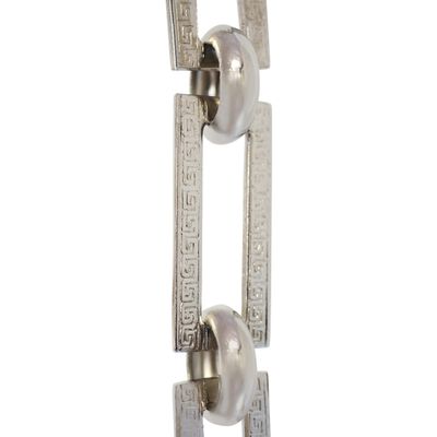 RCH Hardware Decorative Polished Nickel Solid Brass Chain for Hanging, Lighting - Rectangles with Greek Key Design and Unwelded Links (1 Foot)