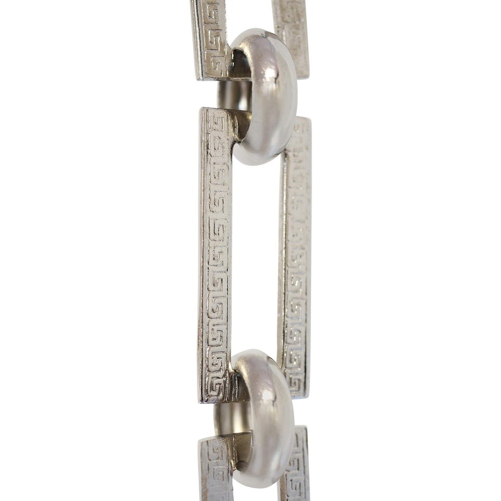 RCH Hardware Decorative Polished Nickel Solid Brass Chain for Hanging, Lighting - Rectangles with Greek Key Design and Unwelded Links (1 Foot)