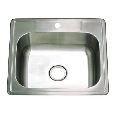 Kingston GKTS252281 Bowl Drop-In Kitchen Sink, Brushed Stainless Steel