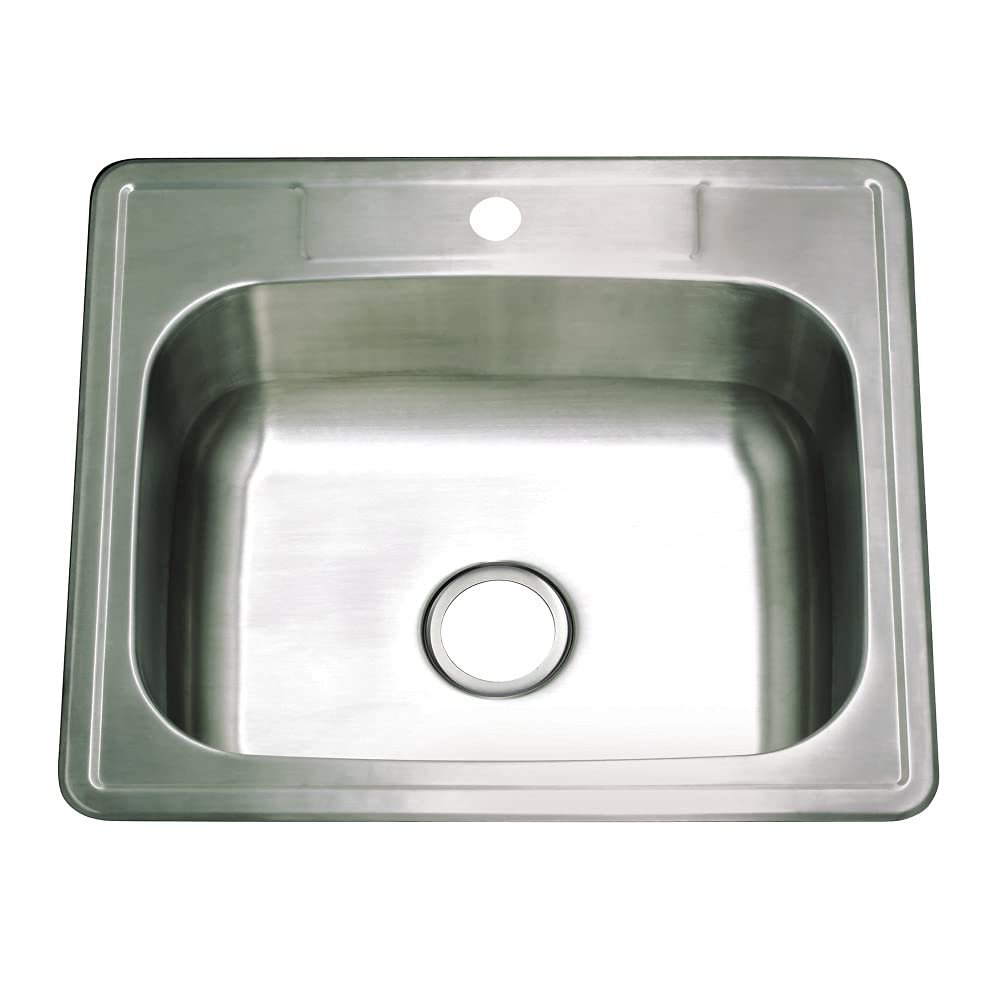 Kingston GKTS252281 Bowl Drop-In Kitchen Sink, Brushed Stainless Steel