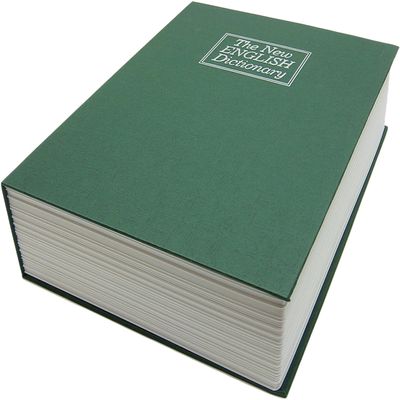 BlueDot Trading Dictionary Diversion Safe with Lock and (2) Keys Secret Book Safe with Faux Pages for Hidden Cash, Jewelry, Passports, or Other Valuables, Small, Green