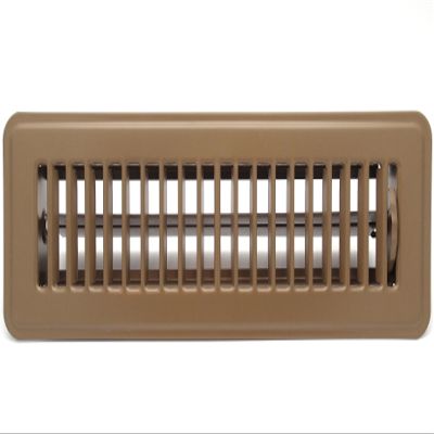 HVAC Premium 10'' X 4'' Floor Register with Louvered Design - Heavy Duty Rigid Floor Air Supply with Damper & Lever - Brown