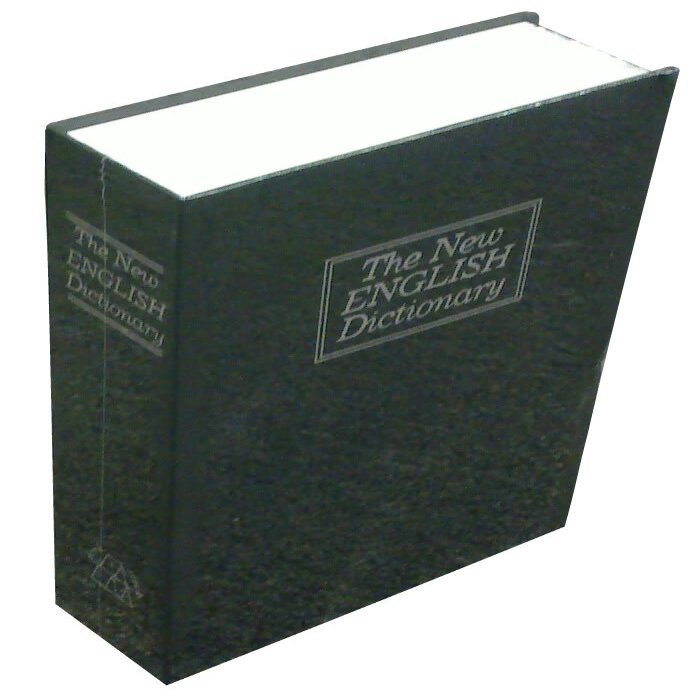 BlueDot Trading Dictionary Diversion Safe with Lock and 2 Keys Secret Book Safe with Faux Pages for Hidden Cash, Jewelry, Passports, Other Valuables, Medium, Black