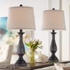 Regency Hill Ben Farmhouse Traditional Table Lamps 25" High Full Size Set of 2 Dark Bronze Brown Metal Beige Linen Drum Shade Decor for Living Room Bedroom House Bedside Nightstand Home Office view 2