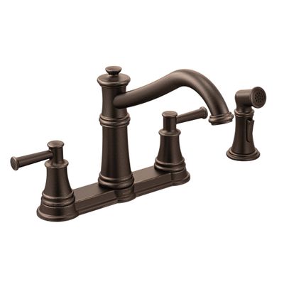 Moen 7255ORB Belfield Traditional Two Handle High Arc Kitchen Faucet with Side Spray, Oil Rubbed Bronze