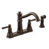 Moen 7255ORB Belfield Traditional Two Handle High Arc Kitchen Faucet with Side Spray, Oil Rubbed Bronze view 1