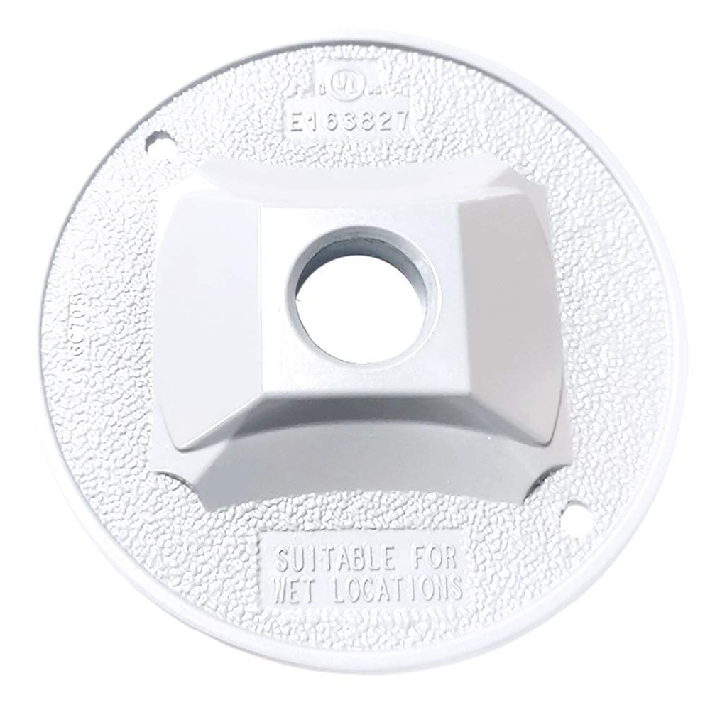 Sigma 14381WH Weatherproof 1/2" 1 Hole Round Lamp Holder Cover, White