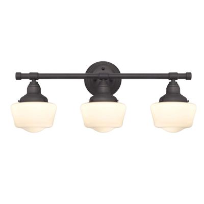 Westinghouse 6342100 Scholar Three-Light Indoor Wall Fixture, Oil Rubbed Bronze Finish with White Opal Glass , Oil-rubbed Bronze
