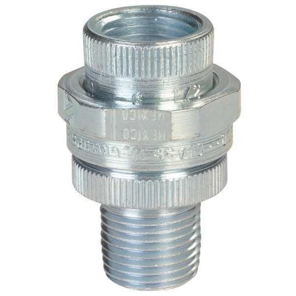 Appleton Electric Rigid Union, 1/2 in, Threaded, Steel, Electro Zinc Plated, Silver UNY50NR - 1 Each