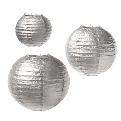 Victoria Lynn VL1174S Silver Paper Lantern 6 9 10 in. 3Pc