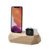 Oakywood - 2in1 Wood Docking Station Compatible with Apple Watch, Compatible with iPhone - Dual Charging Station, 1 x Lightning USB-A Connector Included - Combo Dock - Oak view 1