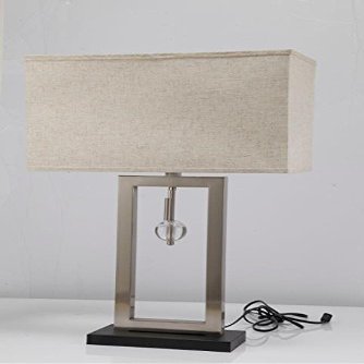 SH Lighting 31" Table Desk Lamp brushed steel/black base with crystal