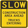 SmartSign 24 x 18 inch Slow - Construction Area Ahead, Trucks Entering Metal Sign, 80 mil Laminated Rustproof Aluminum, Black and Yellow, Made in USA view 1