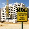 SmartSign 24 x 18 inch Slow - Construction Area Ahead, Trucks Entering Metal Sign, 80 mil Laminated Rustproof Aluminum, Black and Yellow, Made in USA view 3