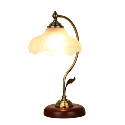 LIN XIAO HAO mayu Desk Lamp with Switch E27 Bedside Bedroom Lamp Simple Fashion Eye Care Study Wood & Glass Shade Table Lamp
